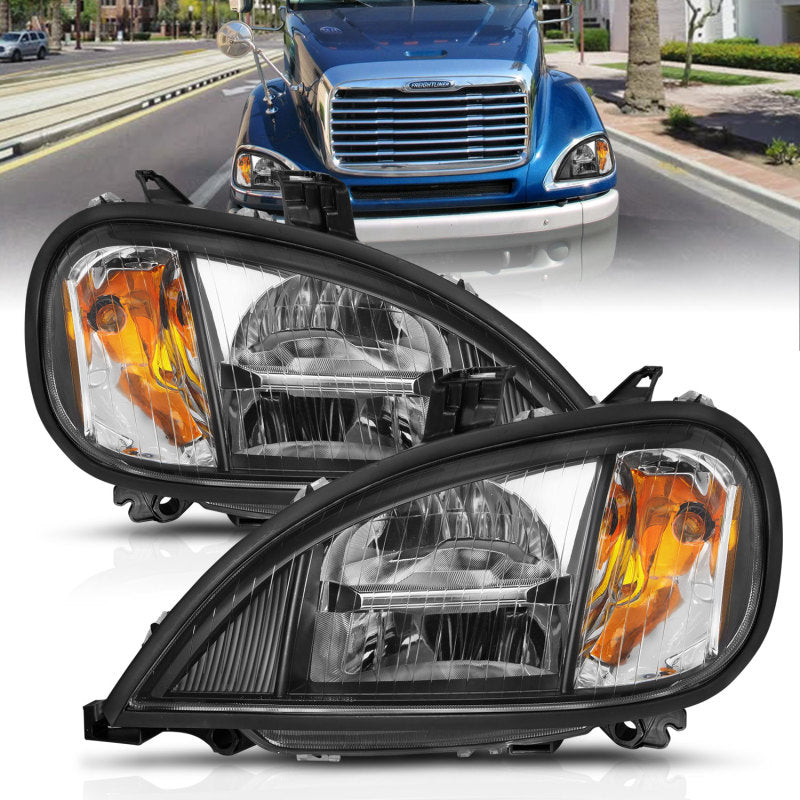 FR SPORT ANZO 1996-2013 Freightliner Columbia LED Crystal Headlights Chrome Housing w/ Clear Lens...