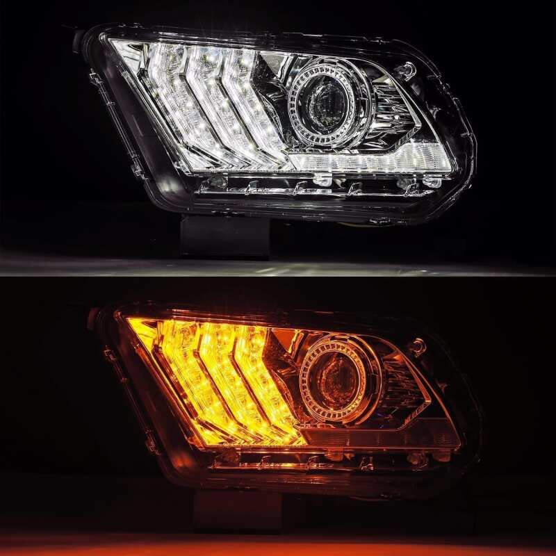 AlphaRex 10-12 Ford Mustang LUXX LED Proj Headlights Plank Style Chrome w/Activ Light/Seq Signal 880117 *Discontinued