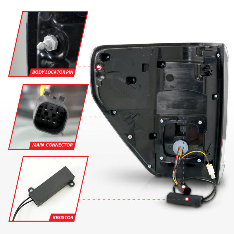 ANZO 21-23 Ford F-150 LED Taillights Seq. Signal w/BLIS Cover - Black Smoke 311474