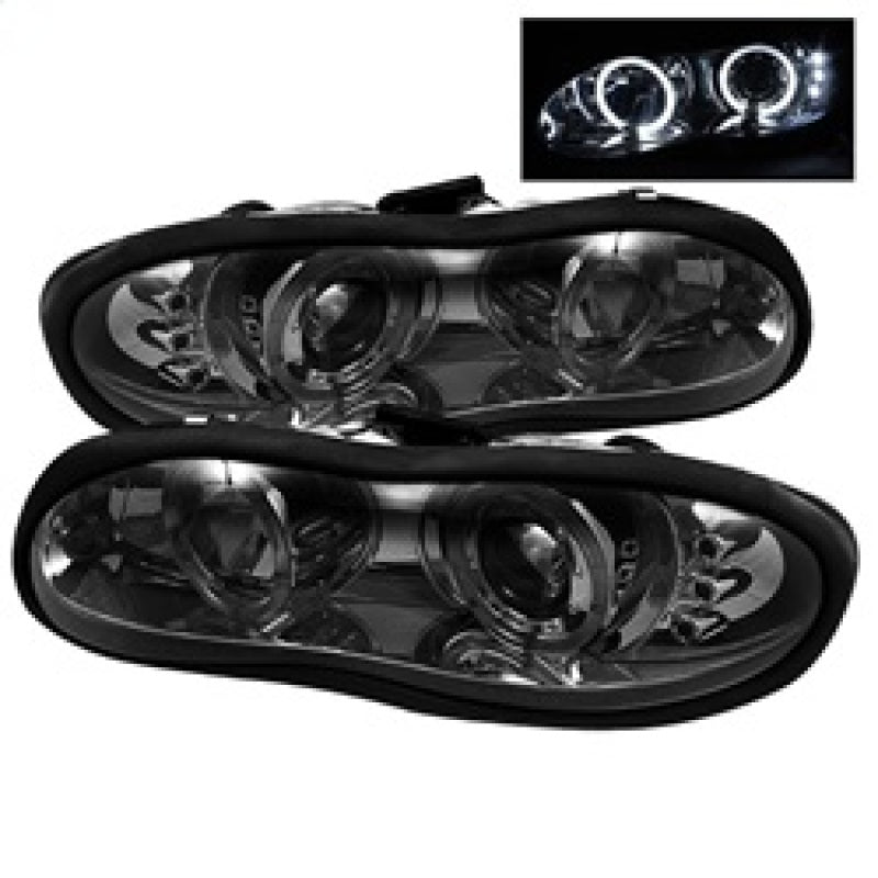 FR SPORT Spyder Chevy Camaro 98-02 Projector Headlights LED Halo LED Smke - Low H1...