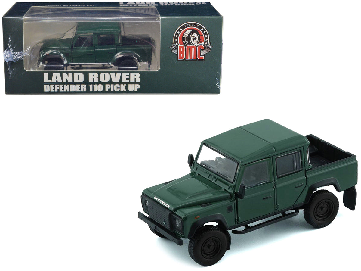 Rapid Vehicles Land Rover Defender 110 Pickup Truck Green with Extra Wheels 1/64 Diecast Model...