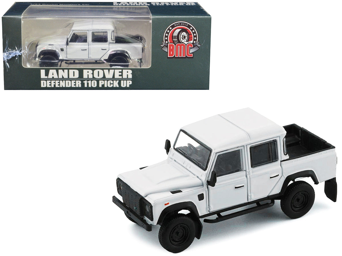 Rapid Vehicles Land Rover Defender 110 Pickup Truck White with Extra Wheels 1/64 Diecast Model...