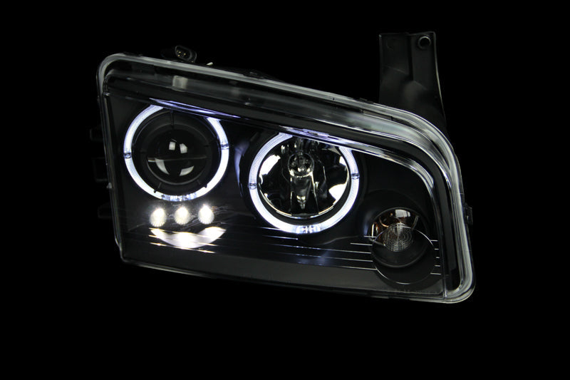 Anzo 2006-2010 Dodge Charger Projector Headlights w/ Halo Black