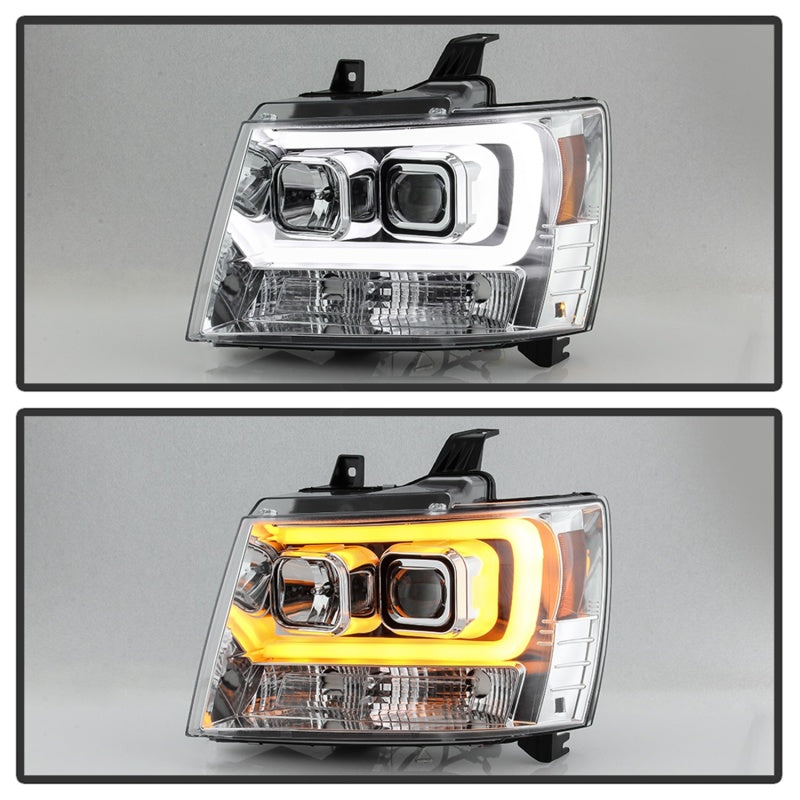 FR SPORT Spyder 07-14 Chevy Suburban/Tahoe V2 Projector Headlights LED Turn Sig Chrome...