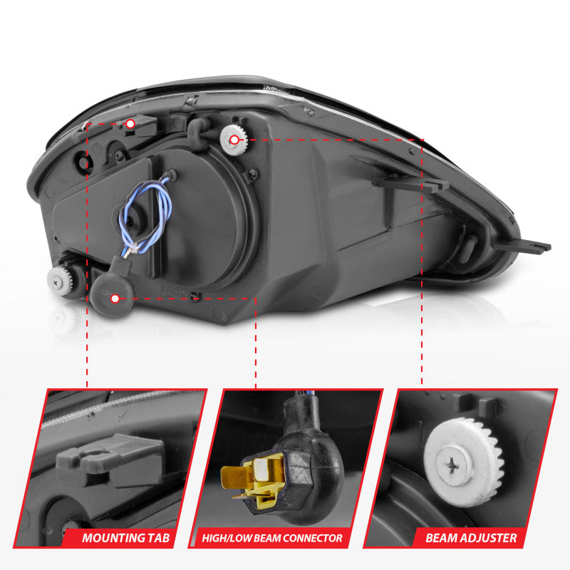 Anzo 2000-2005 Mitsubishi Eclipse Projector Headlights w/ Halo Black