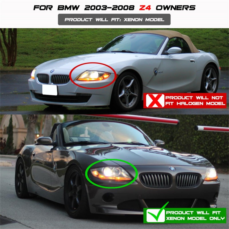 FR SPORT Spyder BMW Z4 03-08 Projector Headlights Xenon/HID Model Only - LED Halo Black...