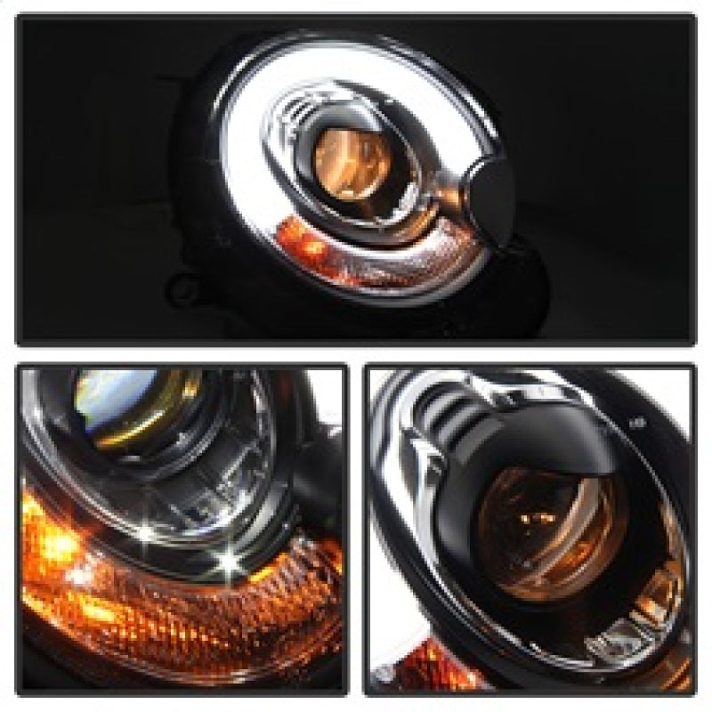 FR SPORT Spyder Mini Cooper 2007-2012 Projector Headlights Halogen Model Only - DRL Black...
