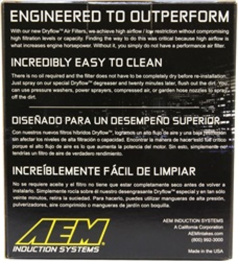 AEM Induction AEM 3 inch Short Neck 5 inch Element Filter Replacement 21-203DK