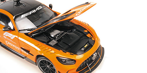 STM Diecast Minichamps Mercedes Benz AMG GT V8 Black Series Safety Car F1 Silverstone 2025 Orange...