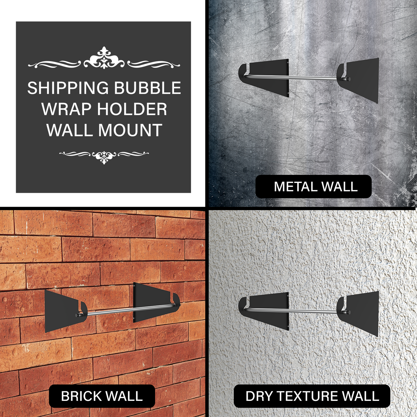 Wall/Ceiling Mount Dispenser Holder Brackets for Bubble Wrap Foam Rolls Packing