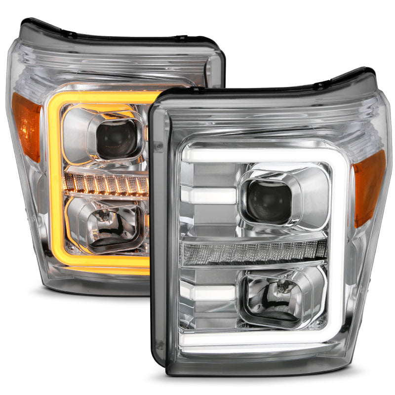 FR SPORT ANZO 11-16 Ford F-250/F-350/F-450 Projector Headlights w/ Plank Style Switchback Chrome...