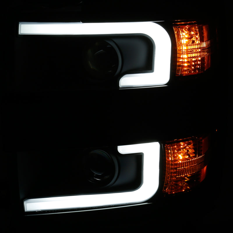 Anzo Projector Headlights With Plank Style Design Black w/Amber 15-17 Chevr