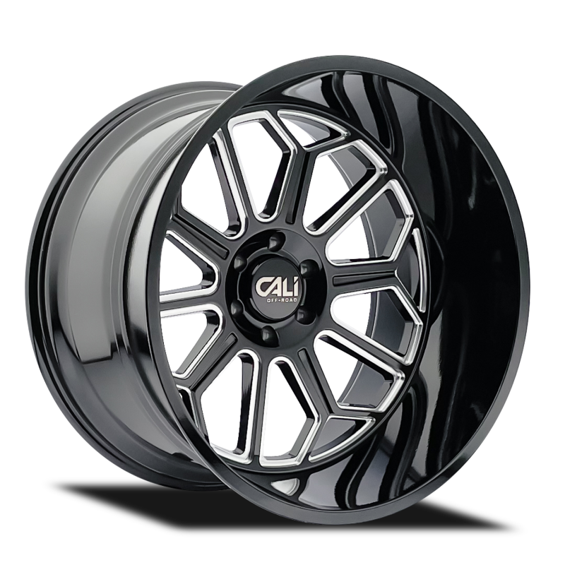 Cali Off-Road 9117 Auburn 24x14 / 8x165.1 BP / -76mm Offset / 125.2mm Hub Gloss Black Milled Wheel 9117-24481BM