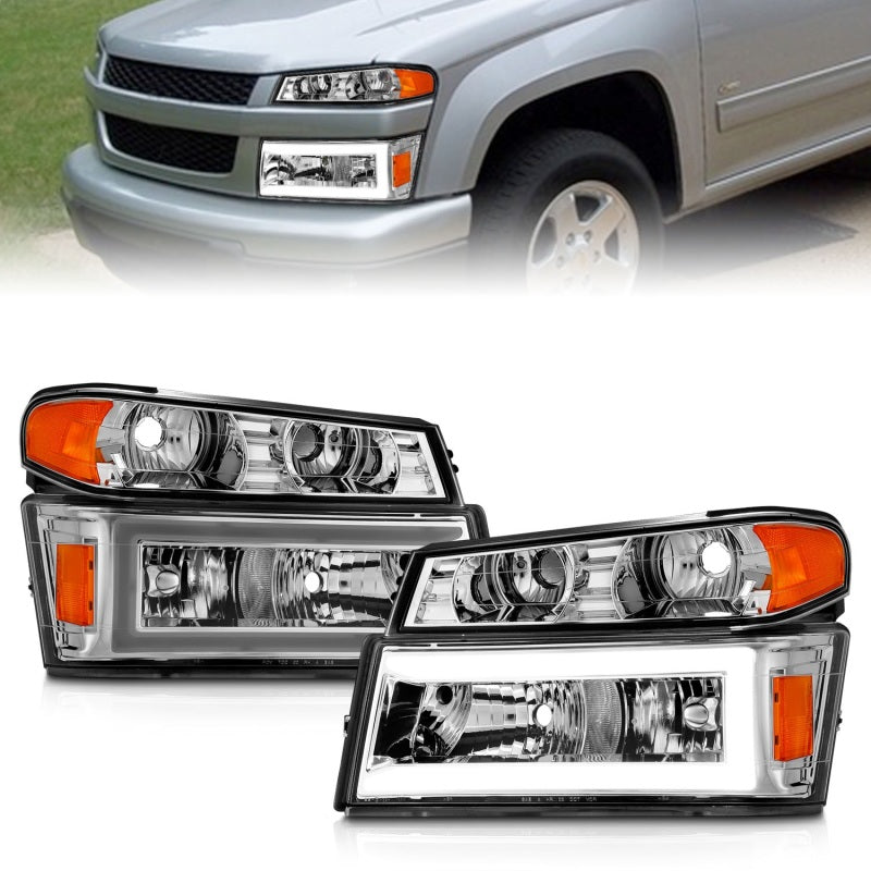 FR SPORT ANZO 04-12 GM Colorado/Canyon/I-Series Crystal Headlights - w/ Light Bar Chrome Housing...