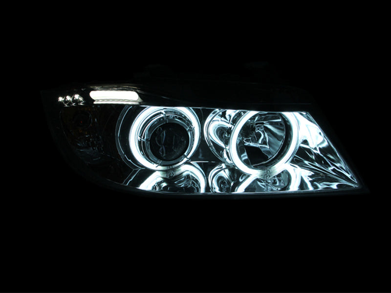 Anzo 2006-2008 BMW 3 Series E90-E91 Projector Headlights w/ Halo w/ LED Bar