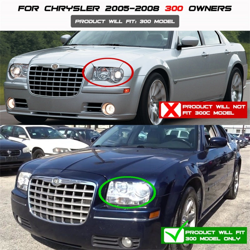 Spyder Chrysler 300 05-08 Projector Headlights LED Halo LED Smke (Not Included) PRO-YD-C305-HL-SM 5009203