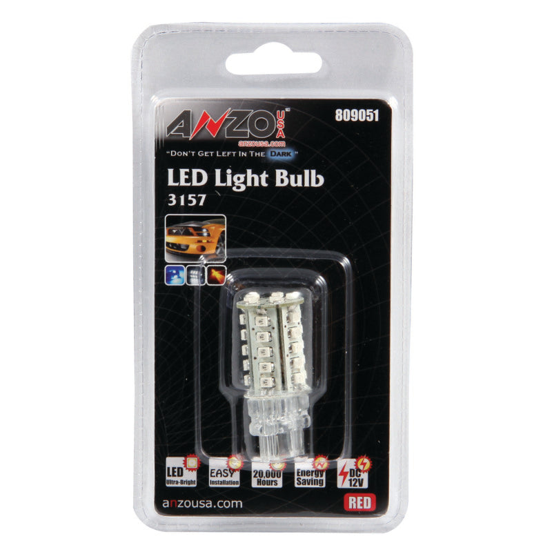 ANZO LED Bulbs Universal 3157 Red - 30 LEDs 2in Tall 809051