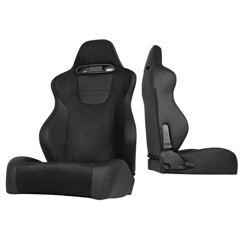 FR SPORT SPYDER Xtune Srt Style Racing Seat Suede/Pu (Double Slider) Black/Black Passenger Side...