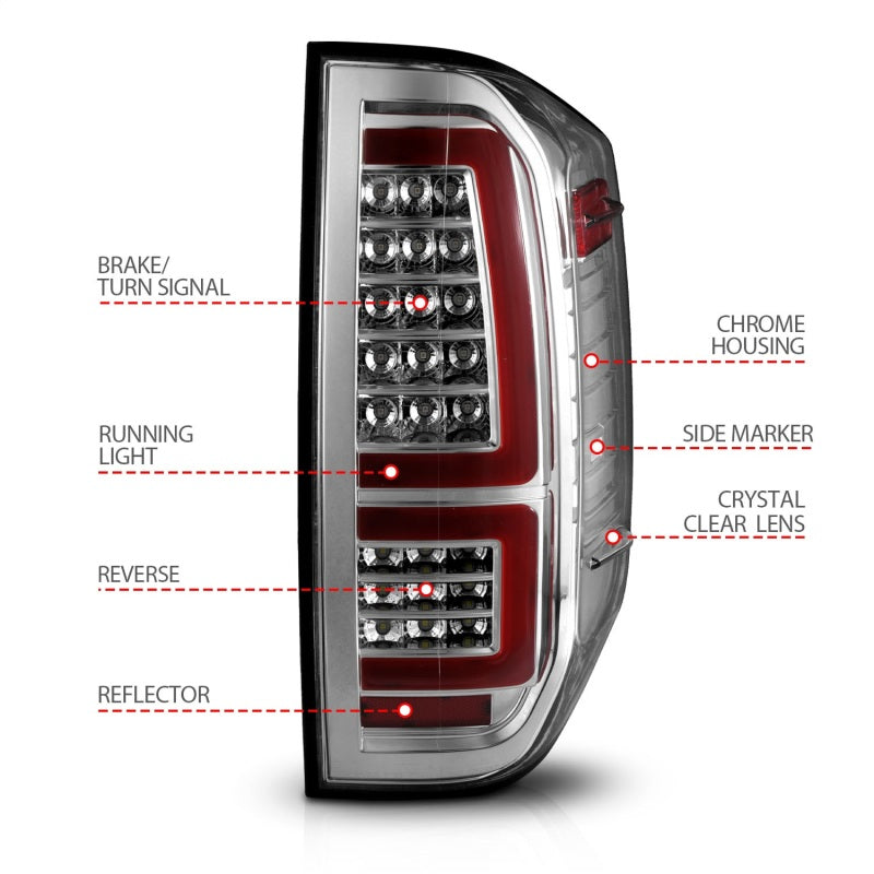 FR SPORT ANZO 2014-2021 Toyota Tundra LED Taillights Chrome Housing/Clear Lens 311438 - View 5