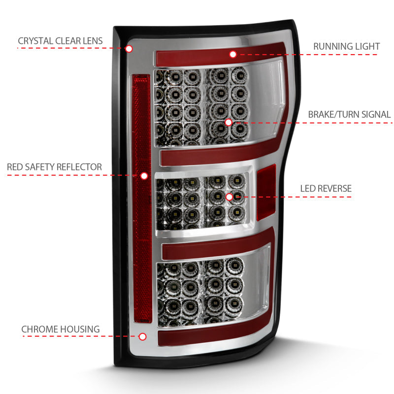 FR SPORT ANZO 2018-2019 Ford F-150 LED Taillight Chrome (Red Light Bar) (w/ Sequential) 311316 -...