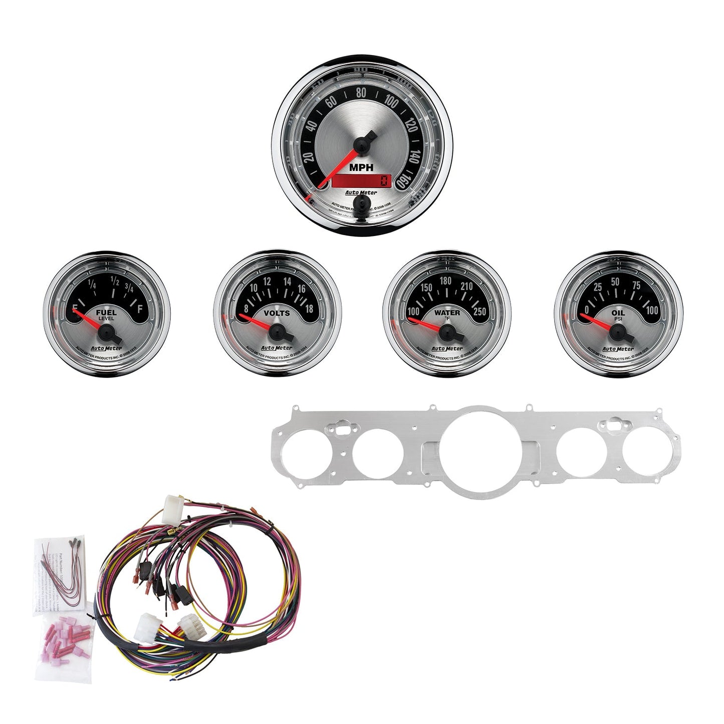 AutoMeter Direct Fit 5 Piece Dash Kit 65-66 Ford Mustang (3 3/8in & 2 1/16in) 7035-AM