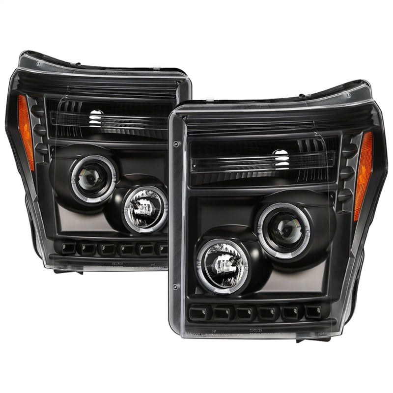 Spyder Ford Super Duty 11-16 Projector Headlights LEDHalo DRL All Black PRO-YD-FS11-HL-BKV2 5086013