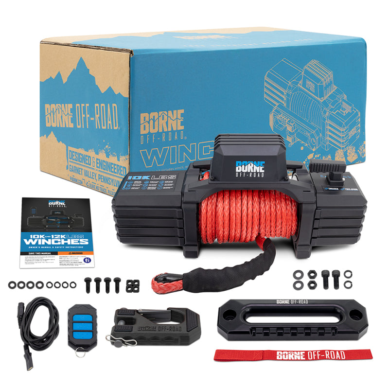Borne Off-Road 10K Winch - Red Synthetic Rope BNWN-10-SRD