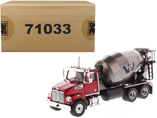 Rapid Vehicles Western Star 4700 SF Concrete Mixer Truck Metallic Red with Gray Body 1/50 Diecast...