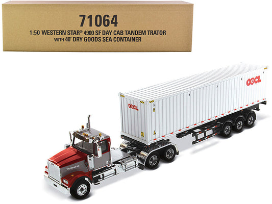 Rapid Vehicles Western Star 4900 SF Tandem Day Cab Truck Tractor Red and Gray with 40' Dry Goods...