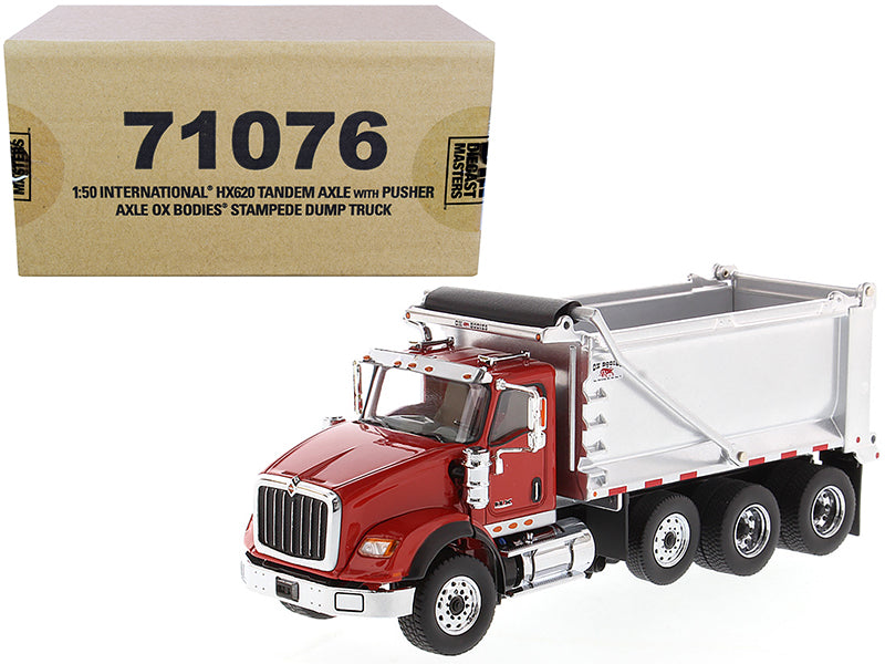 Rapid Vehicles International HX620 Tandem Axle with Pusher Axle OX Stampede Dump Truck Red and...