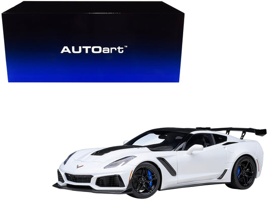 Rapid Vehicles 2019 Chevrolet Corvette C7 ZR1 Arctic White with Carbon Top 1/18 Model Car by...