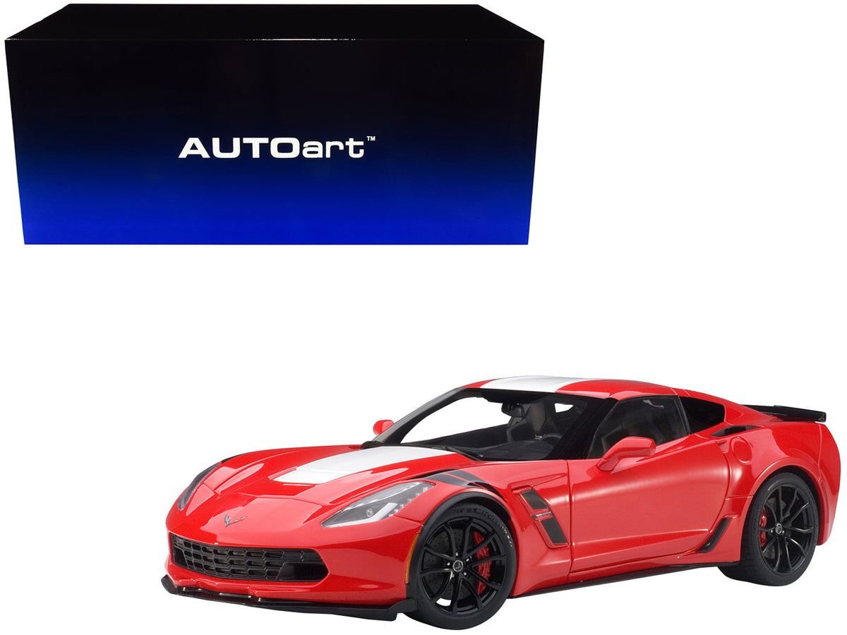Rapid Vehicles 2017 Chevrolet Corvette C7 Grand Sport Red with White Stripe and Black Fender Hash...