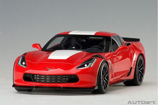 STM Diecast AUTOart Chevy Corvette C7 Grand Sport Red w/ White Stripes 1:18