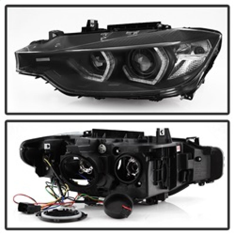 FR SPORT Spyder 12-14 BMW F30 3 Series 4DR Projector Headlights - LED DRL - Black...