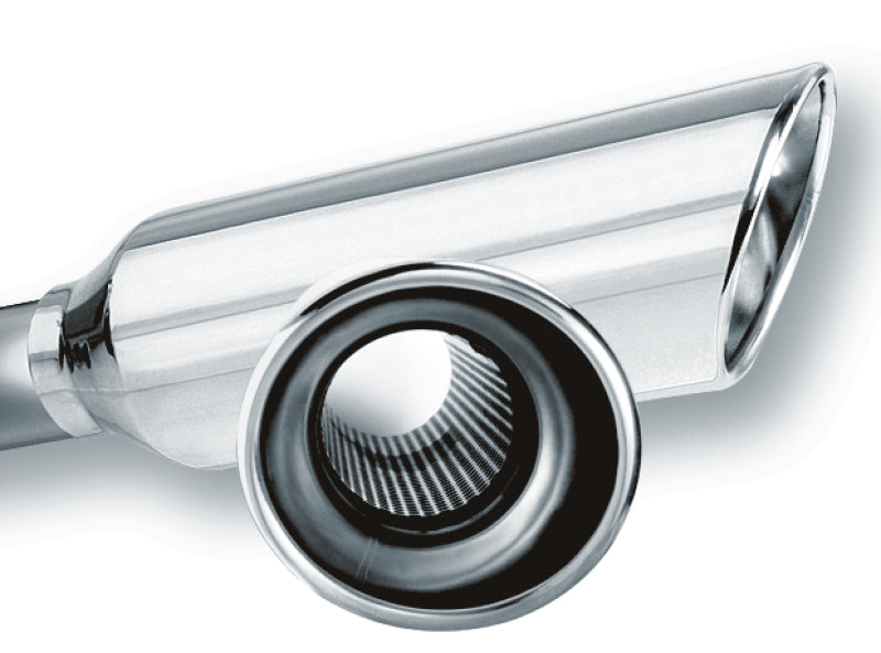 Borla 2.25in Inlet 4in Round Rolled Angle Cut Resonated x 13in Long Exhaust Tip 20248