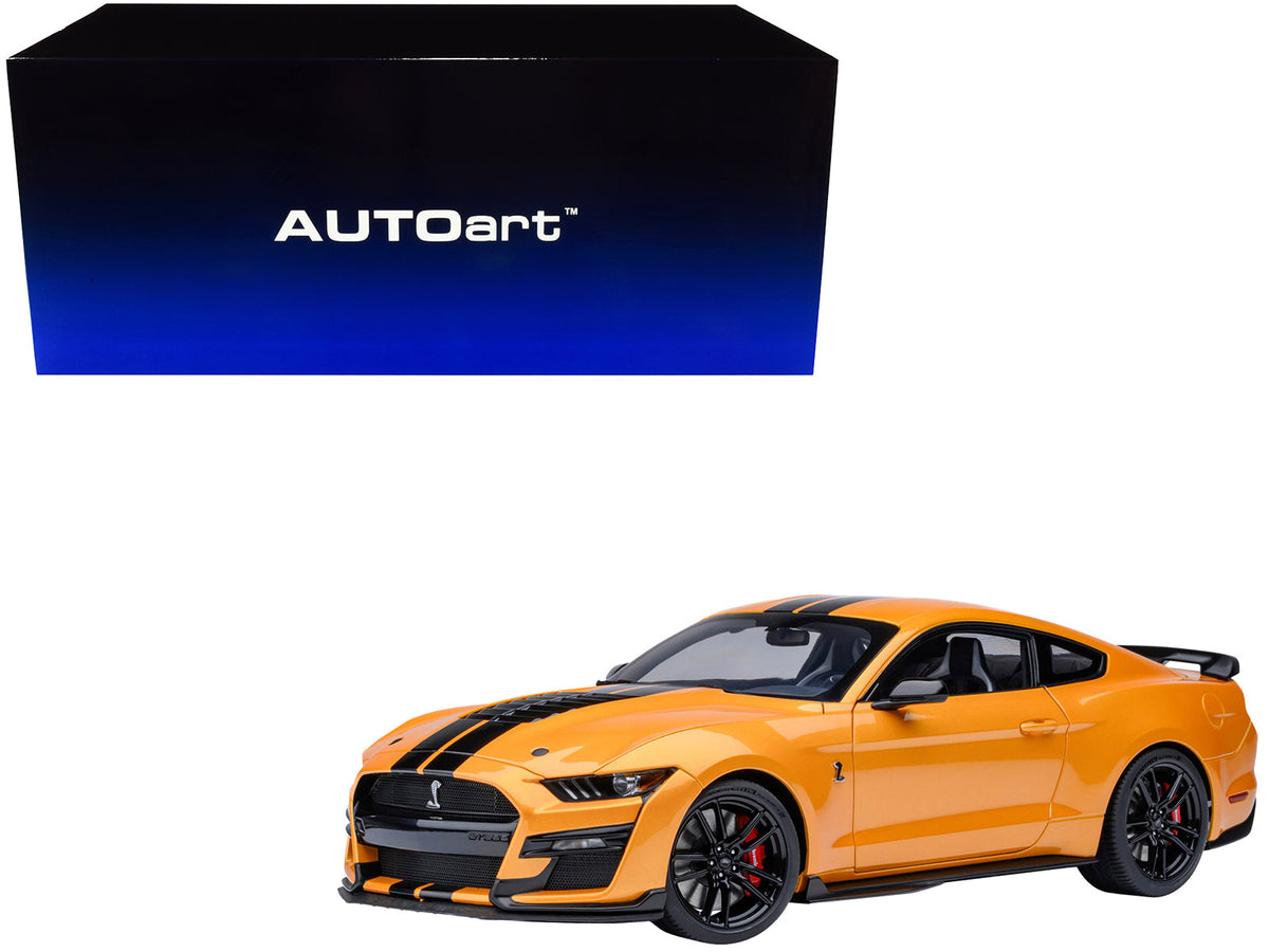 Rapid Vehicles Ford Mustang Shelby GT500 Cyber Orange Metallic with Black Stripes 1/18 Model Car...