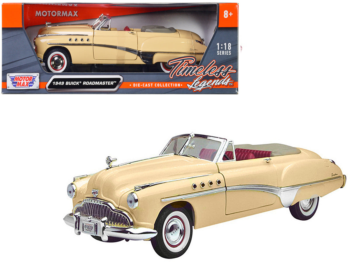 Rapid Vehicles 1949 Buick Roadmaster Cream with Red Interior 1/18 Diecast Model Car by Motormax ...