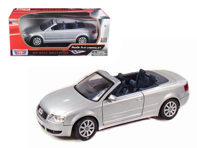 2004 Audi A4 Cabriolet Silver 1/18 Diecast Model Car by Motormax  free shipping USA