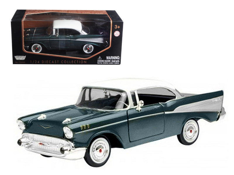 Rapid Vehicles 1957 Chevrolet Bel Air Green 1/24 Diecast Model Car by Motormax  free shipping USA...