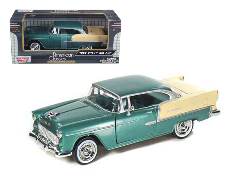 Rapid Vehicles 1955 Chevrolet Bel Air Green 1/24 Diecast Model Car by Motormax  free shipping USA...