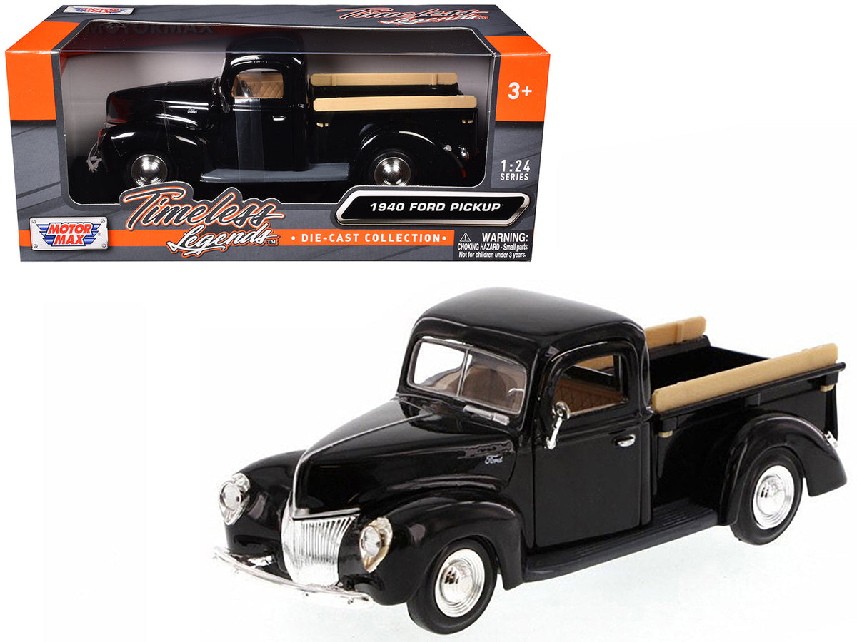 Rapid Vehicles 1940 Ford Pickup Truck Black 1/24 Diecast Model Car by Motormax  free shipping USA