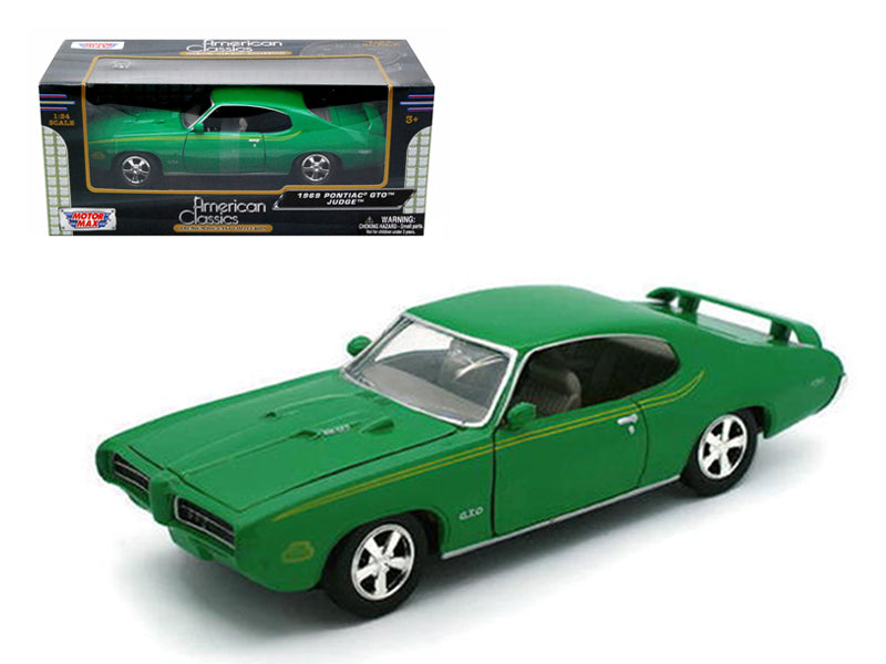 Rapid Vehicles 1969 Pontiac GTO Judge Green with Stripes 1/24 Diecast Model Car by Motormax  free...