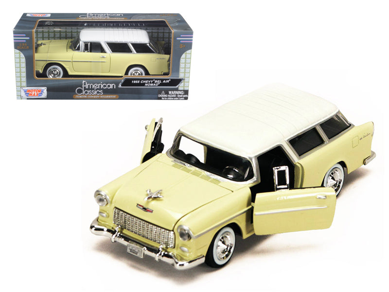 Rapid Vehicles 1955 Chevrolet Bel Air Nomad Yellow with White Top 1/24 Diecast Model Car by...