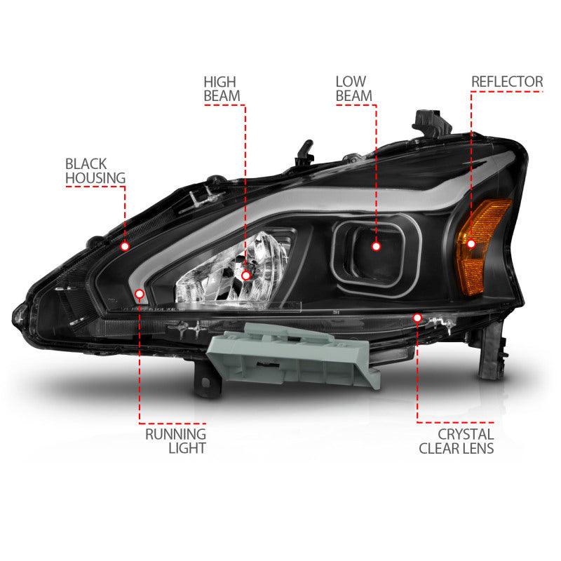 FR SPORT ANZO 13-15 Nissan Altima (w/o Factory HID Bulbs) Projector Headlights - w/ Light Bar...