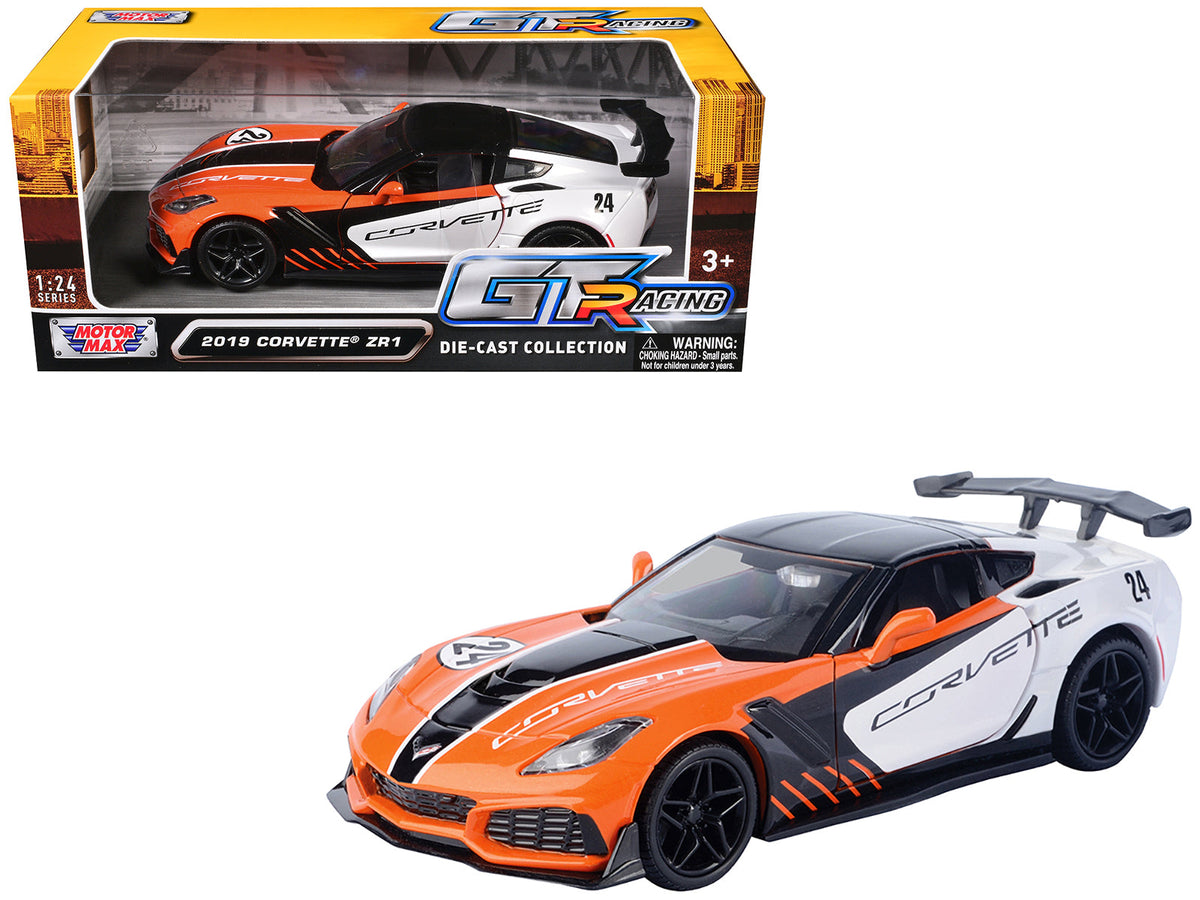Rapid Vehicles 2019 Chevrolet Corvette ZR1 #24 Orange and White with Black Graphics "GT Racing"...