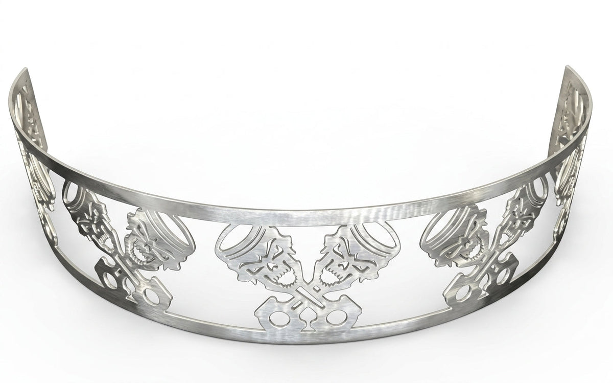Granatelli Blingz Beauty Bandz, 14" x 3" Air Cleaner Grill - Skullz and Rods – 750004