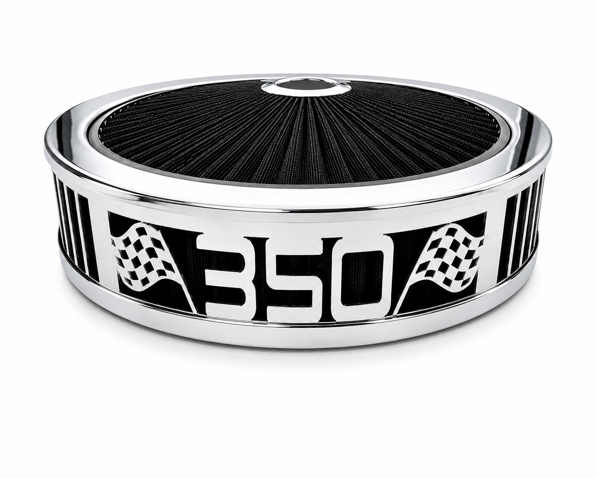 Granatelli Blingz Beauty Bandz 14" x 3" Black and Chrome Air Filter Assembly, 350 – 750034