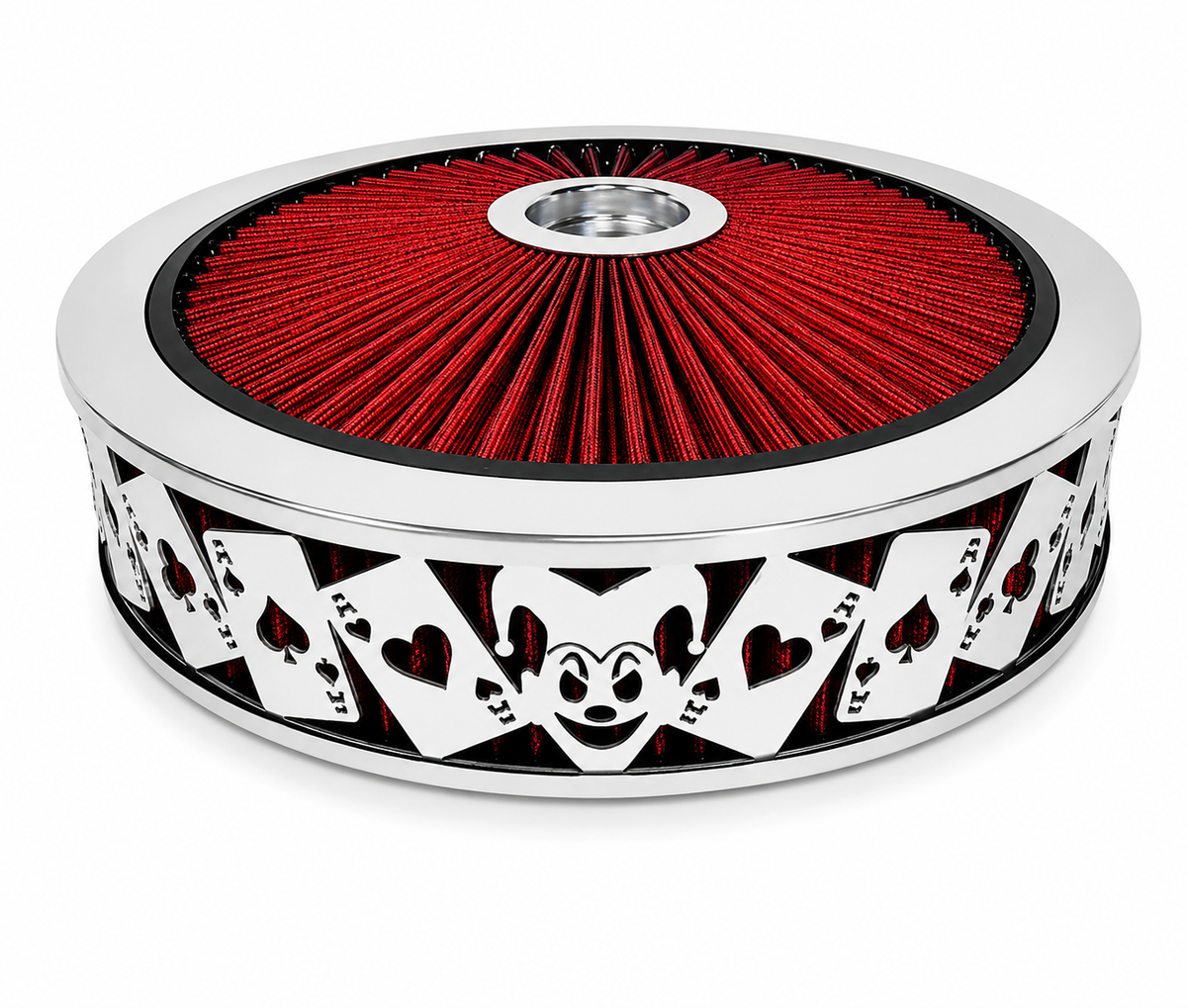 Granatelli Blingz Beauty Bandz 14" x 3" Red and Chrome Air Filter Assembly - Jokers Wild – 750042