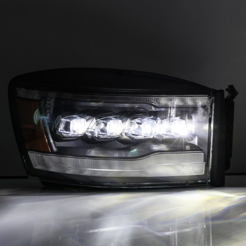 AlphaRex 06-08 Dodge Ram 1500HD NOVA LED ProjHeadlights Plank Style Blk w/Seq Signal/DRL/Amber LED 880536 *Discontinued