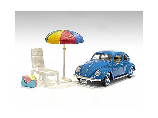"Beach Girls" Accessories (Beach Chair and Beach Umbrella and Duffle Bag) for 1/18 Scale Models by American Diorama  free shipping USA